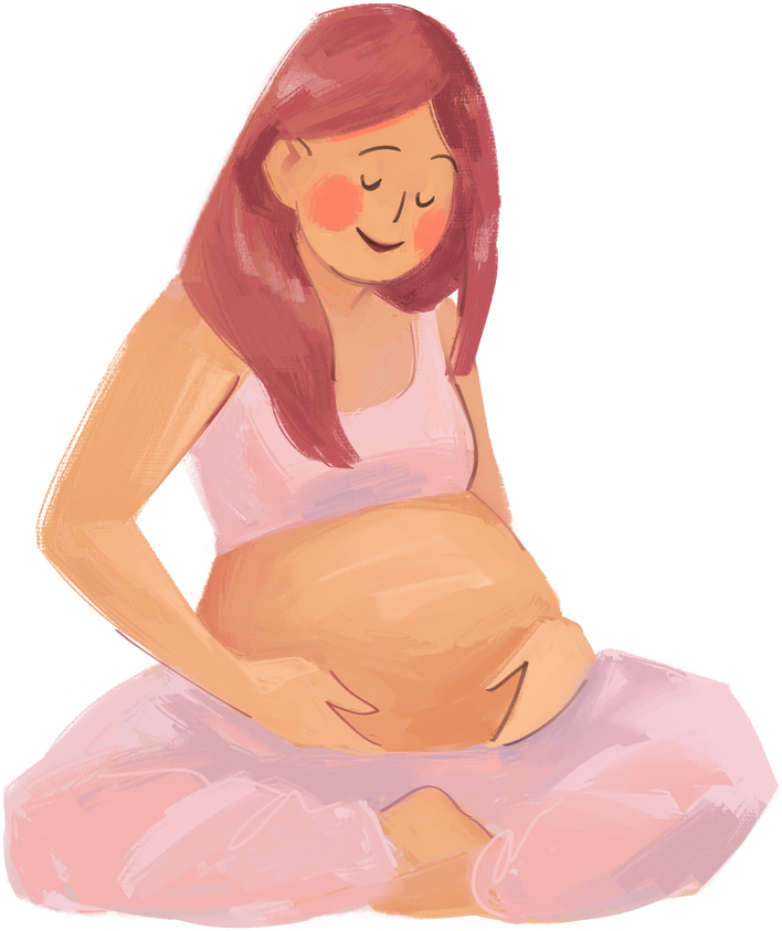 Painted Handdrawn Meditating Mom